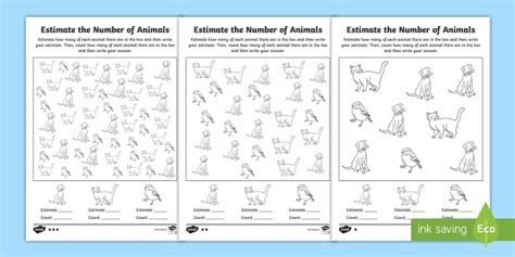 Estimating the Number of Animals Differentiated Worksheets