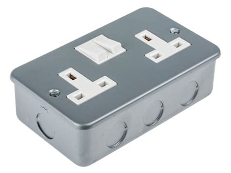 RS PRO | RS PRO Grey 2 Gang Plug Socket, 1 Pole Poles, 13A, Type G ...