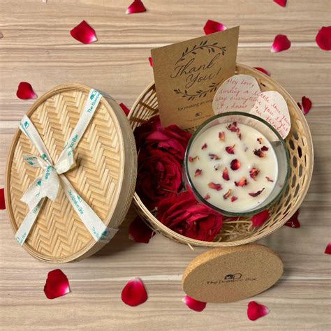 Valentine Special Box | Bamboo Gift Box with Cork Lid Candle & Love No ...