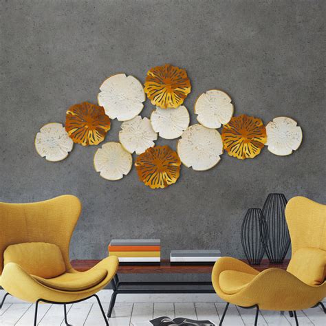 Buy Elegant Golden & White Floral Metal Wall Art Online @ Best Price in ...