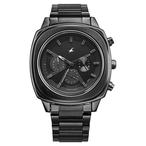 Buy Online Fastrack Kronos Chronograph Black Dial Black Stainless Steel ...