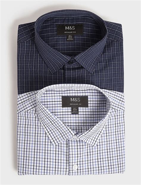 Buy 2pk Spread Collar Full Sleeves Shirt at Marks & Spencer