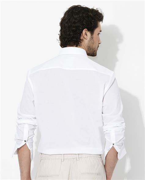 Rare Rabbit Men's Fullsleen White Cotton Plain Regular Fit Full Sleeve