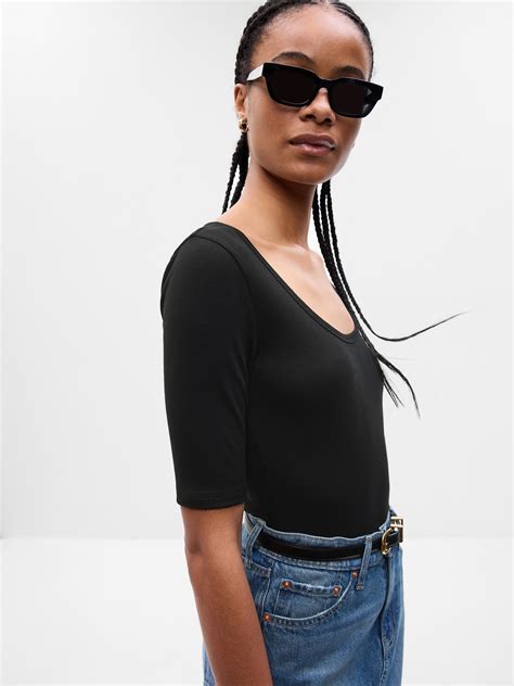 Mini Rib Scoop Neck T-Shirt | Gap