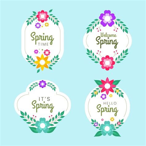 Coleção de crachás de mola plana | Vetor Grátis