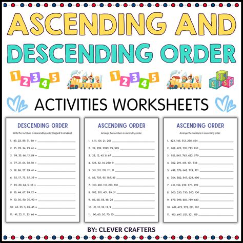Printable Ascending and Descending Order Numbers Worksheets for Grade 2 ...
