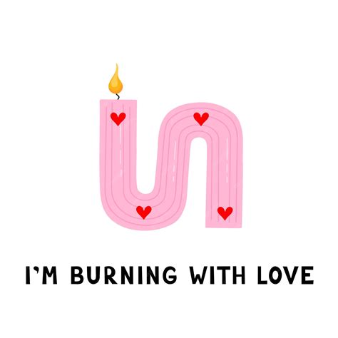 Premium Vector | Candle with hearts Im burning with love Hand drawn ...