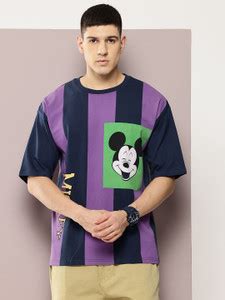 Kook N Keech Disney Striped Men Round Neck Purple T-Shirt - Buy Kook N ...