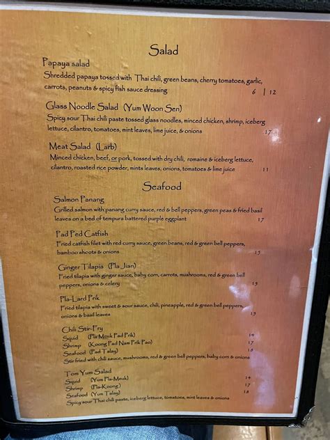 Menu at Sweet Basil Thai Cuisine restaurant, Norman