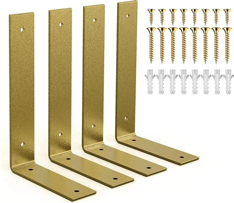 Solander Gold Heavy Duty Shelf Brackets, Rustic Gold Iron L Shelf ...