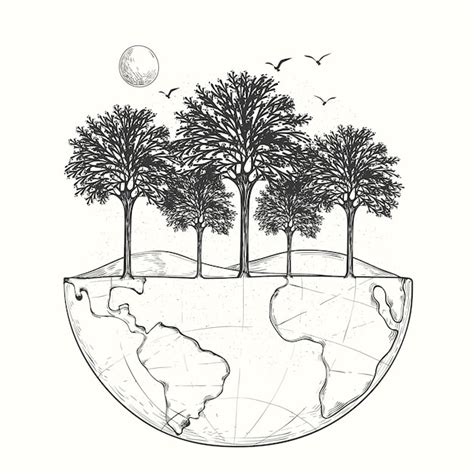 Hand drawn planet earth drawing illustration | Free Vector