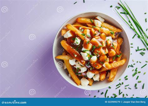 Delicious Poutine with Cheese Curds and Gravy, Traditional Canadian ...