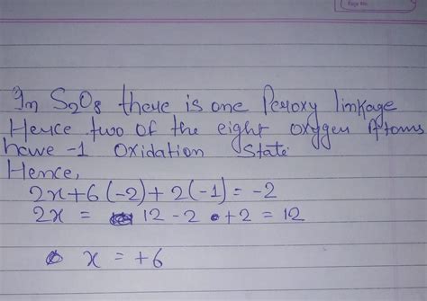 What is the oxidation number of sulphur in s2o8^_2 - Brainly.in