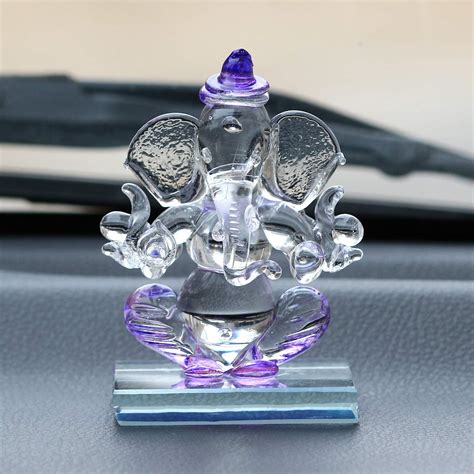 eCraftIndia Purple and Transparent Double Sided Crystal Car Ganesha ...