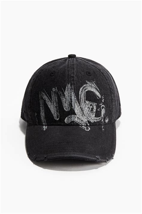 Cotton twill cap - Black/NYC - Men | H&M IN
