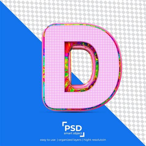 D alphabet best render shape 3d isolated background | Premium PSD