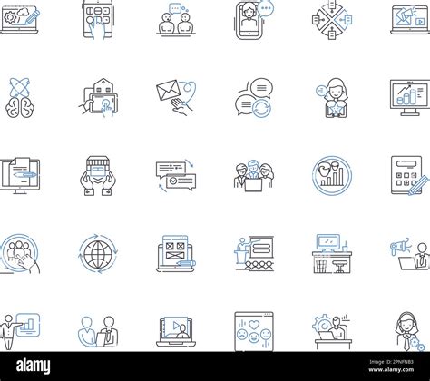 Collection d'icônes de ligne de communauté virtuelle. En ligne, interaction, communication ...