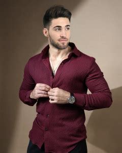 Marmic Fab Men Solid Casual Maroon Shirt - Buy Marmic Fab Men Solid ...