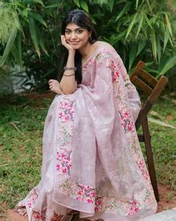 Buy Lavender Kora Organza Embroidery Saree T480924