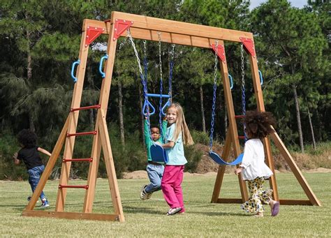 Amazon.com: Dolphin Playground Wood Swing Sets for Backyard with Monkey ...