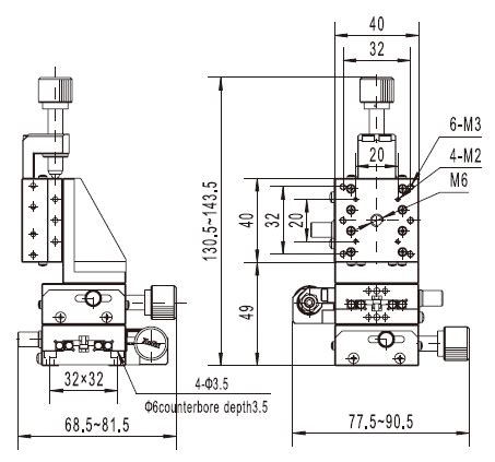 クロスローラーガイド式ベアリング直線ステージ（13mm XYZ移動量,精度2um） | optishop
