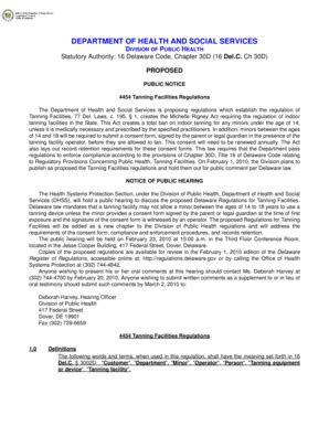 Delaware Tanning Facility Consent Form - Blank Fillable Template | Fill ...