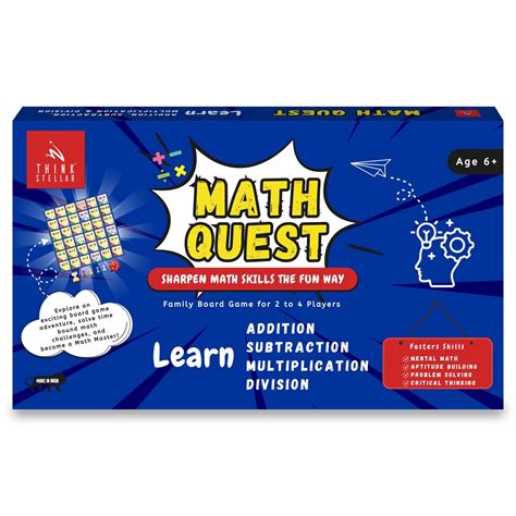Buy Think Stellar Math Board Game - Math Quest, Master Addition ...