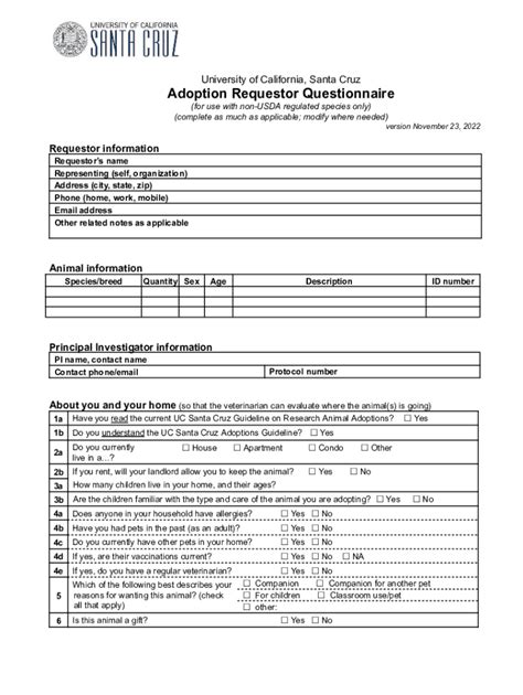 Fillable Online UCSC Adoption Form Fax Email Print - pdfFiller