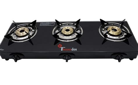 Thermador Toughened ISI Certified 3 Brass Burner Glass Gas Stove (LPG ...