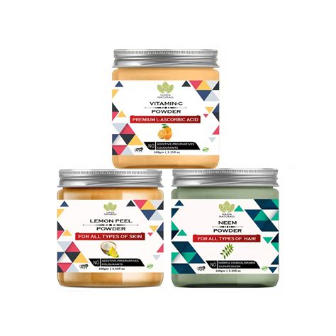 Haria Naturals 100% Pure & Naturals Vitamin-C Powder 100gm & Lemon Peel ...