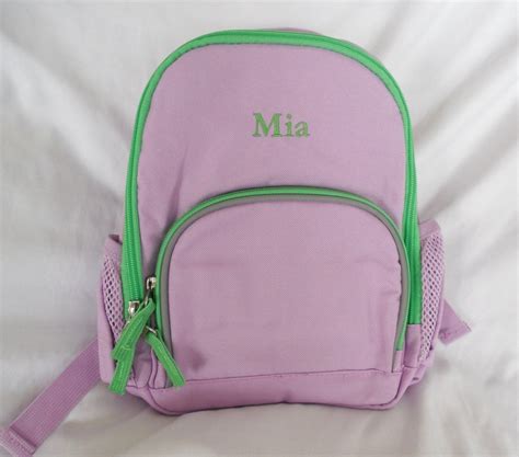 Pottery Barn Fairfax Solid Lavender/Bright Green Pre-K Backpack "Mia ...