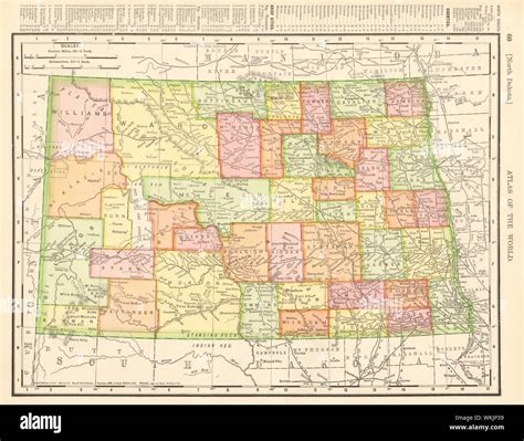 North Dakota state map showing counties. RAND MCNALLY 1906 old antique ...