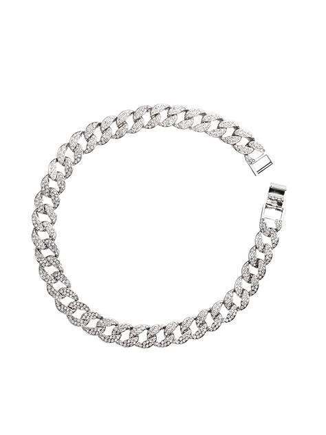 Men Cuban Link Sliver Iced Out Neck Chain for Men