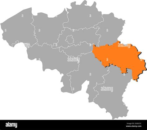 Map of Belgium with the provinces, Liège is highlighted by orange Stock Vector Image & Art - Alamy