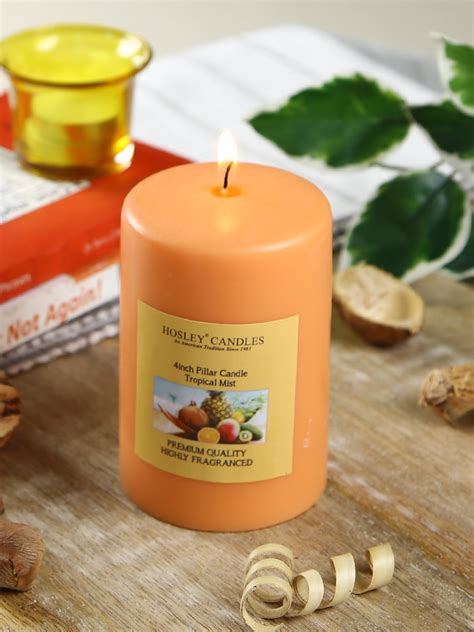 Hosley Highly Fragrance Tropical Mist 4inch Pillar Candle - Hosley India
