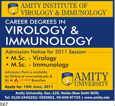 AMITY MSc Virology/Immunology Admissions 2011 | AMITY Admissions ...