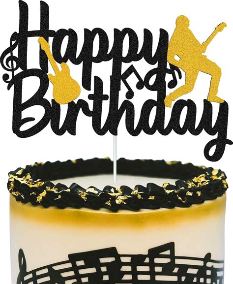 Buy Music Cake Topper Happy Birthday Sign Musical Notes Player Cake ...