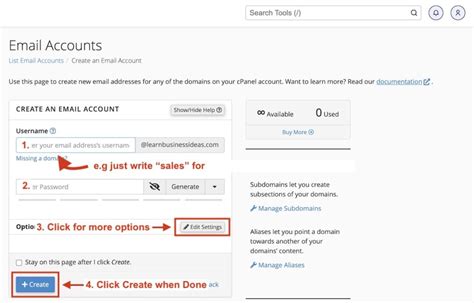 cPanel Create Email Account 的图像结果