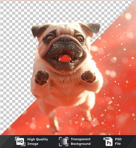 Transparent background psd pug dog jumping in the air | Premium AI ...