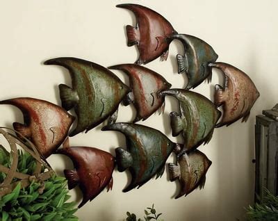 DecMode Indoor Multi Color Iron Coastal Fish Wall India | Ubuy