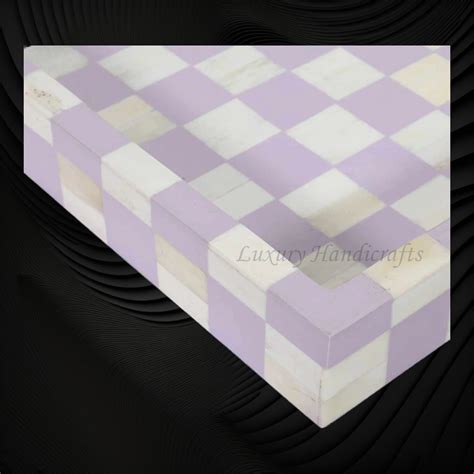 Bone Inlay Checkerboard Tray Lilac – Luxury Handicrafts