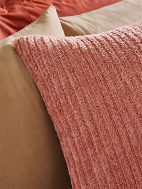 Buy Orange 50 x 50cm Stripe Texture Fleece Cushion from Next India