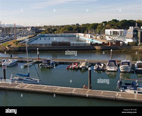 Outdoor salt water swimming pool Lymington Hampshire England UK Stock ...