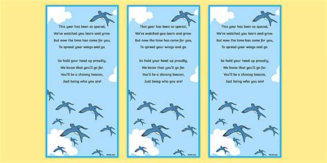 Spread Your Wings End of Year Poem Editable Bookmarks