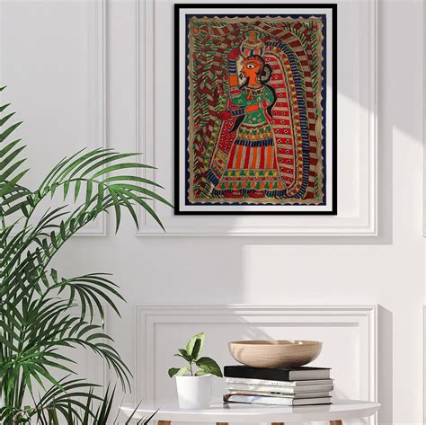 Beautiful Woman Madhubani Painting, Framed Art – Dessine Art