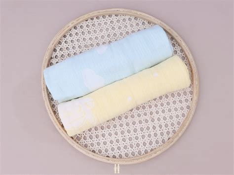 Blue And Yellow Set Of 2 Linen Cotton Towels