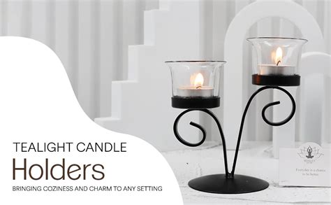 Buy HOSLEY Clear Glass Tealight Candle Holders|Black Tealight Candle ...