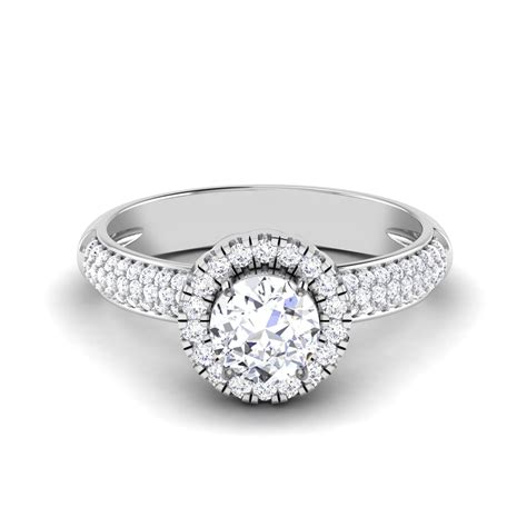50-Pointer Solitaire Halo Diamond Split Shank Platinum Ring JL PT RP R ...