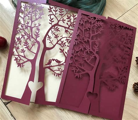 Custom Tree Laser Cut Wedding Invitations,Engagement Invitation Cards ...