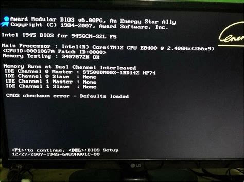 CMOS Checksum Error Defaults Loaded 的图像结果
